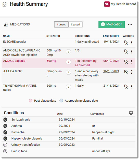 Example Health Summary